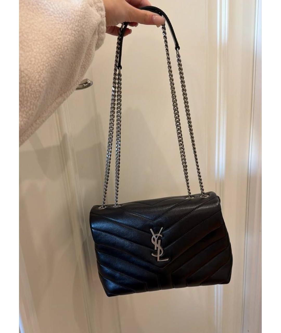 SAINT LAURENT Черная кожаная сумка через плечо, фото 3