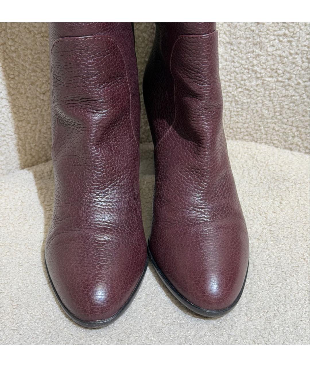 SERGIO ROSSI Бордовые кожаные сапоги, фото 3