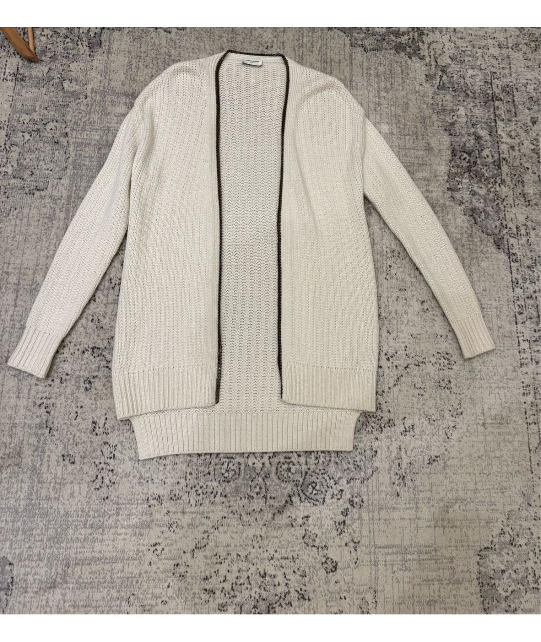 SAINT LAURENT Бежевый шерстяной кардиган, фото 4