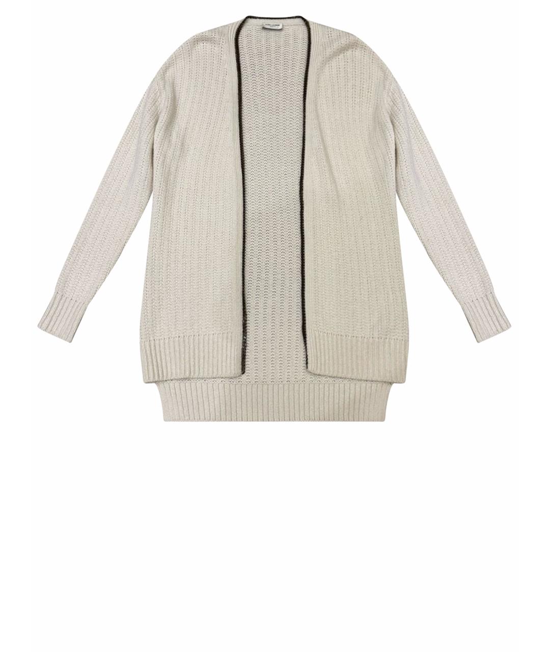 SAINT LAURENT Бежевый шерстяной кардиган, фото 1