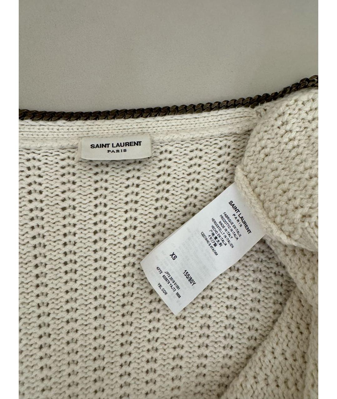 SAINT LAURENT Бежевый шерстяной кардиган, фото 2