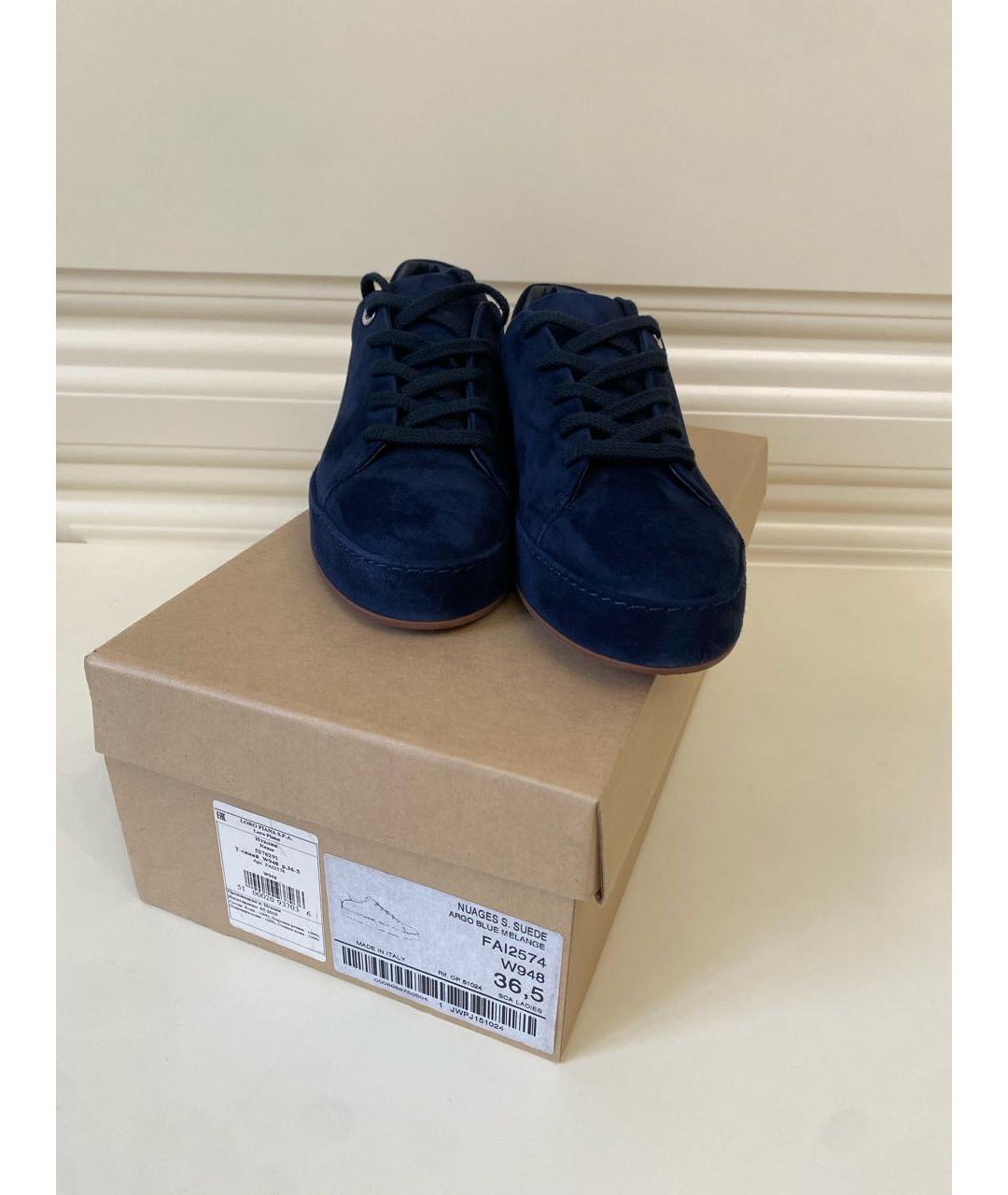 LORO PIANA Темно-синие замшевые кеды, фото 3