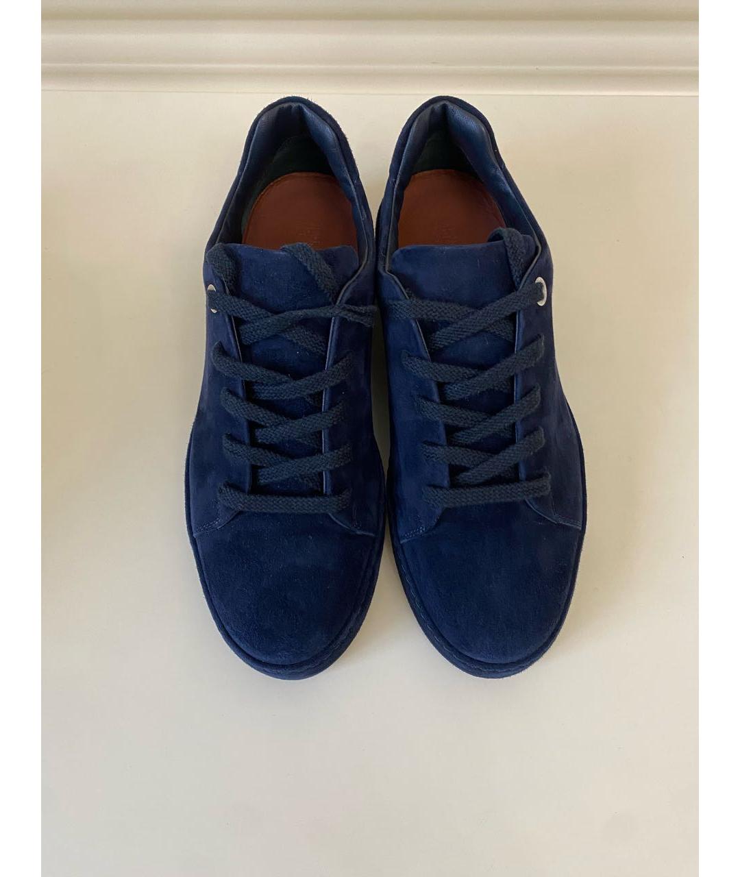 LORO PIANA Темно-синие замшевые кеды, фото 2