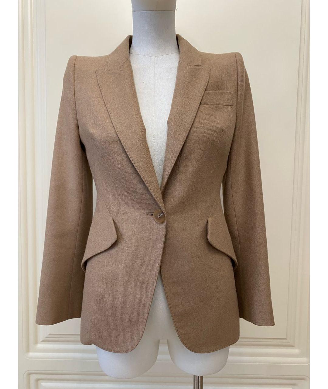 ALEXANDER MCQUEEN Коричневый шерстяной жакет/пиджак, фото 4