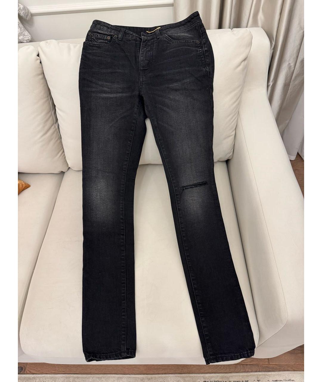 SAINT LAURENT Синие хлопковые прямые джинсы, фото 6