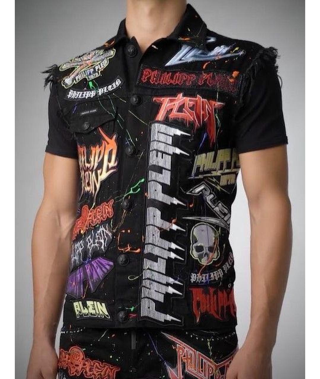 PHILIPP PLEIN Черный хлопковый жилет, фото 5