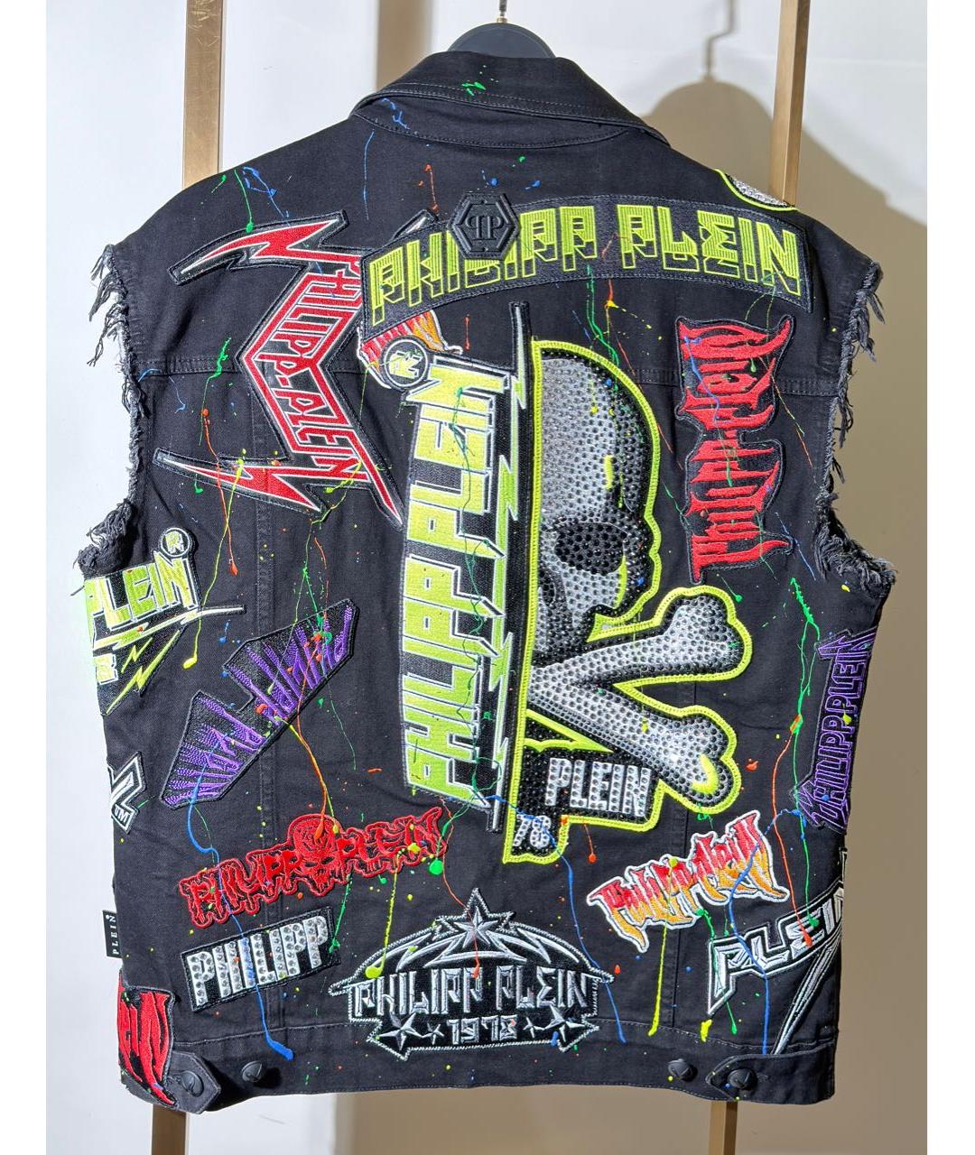 PHILIPP PLEIN Черный хлопковый жилет, фото 2