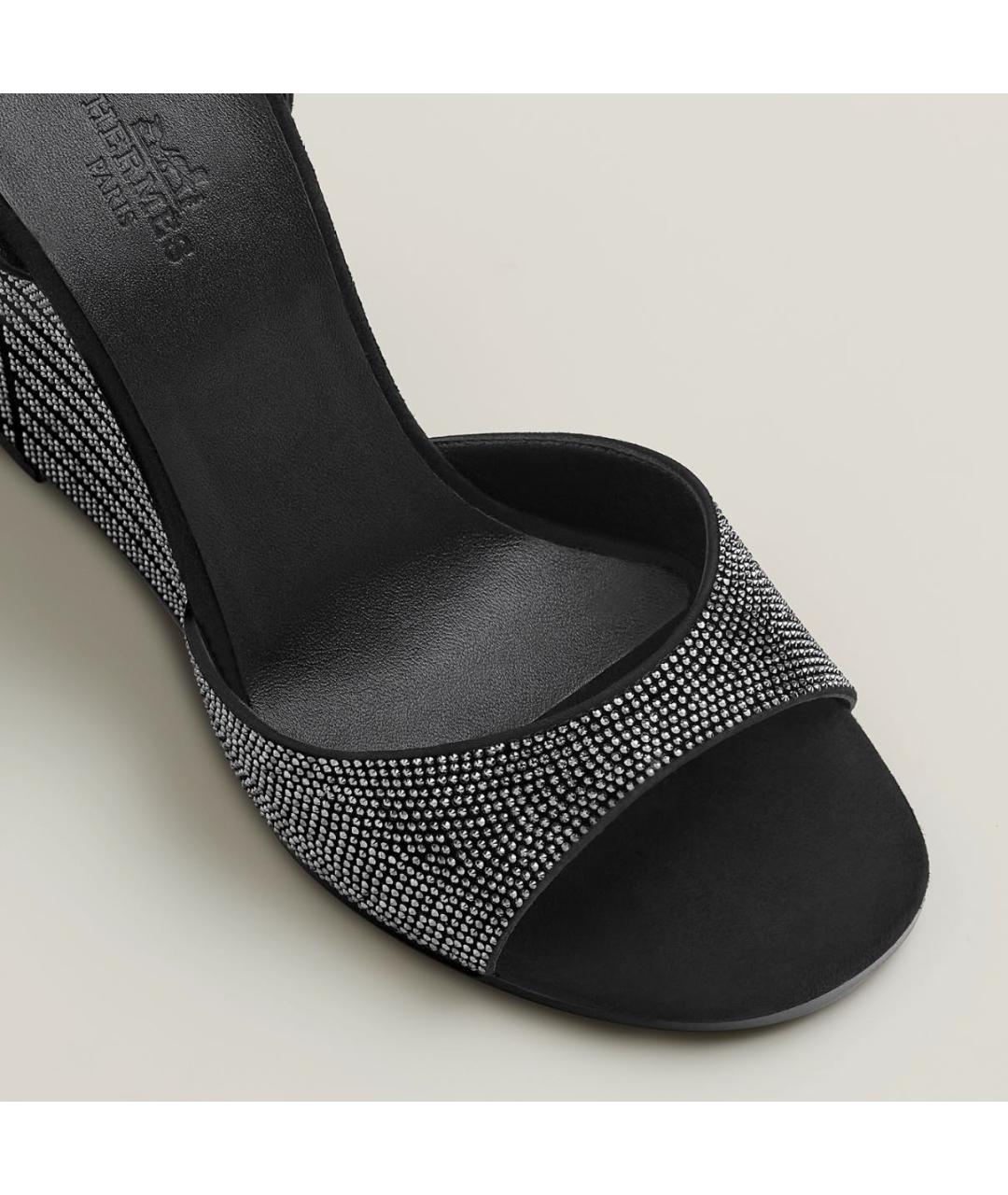 HERMES Черные кожаные босоножки, фото 3