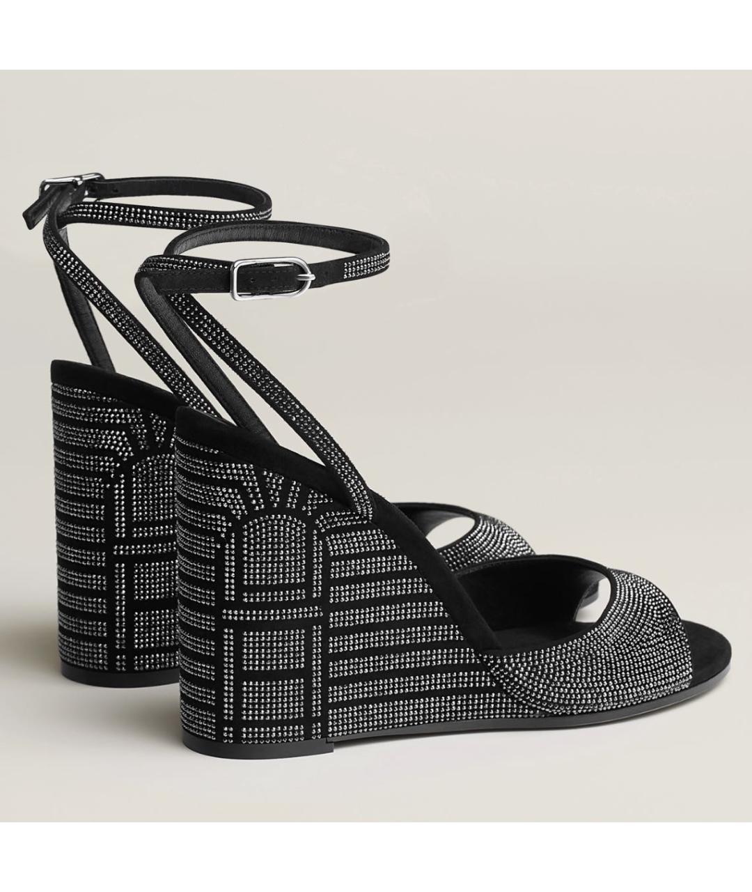 HERMES Черные кожаные босоножки, фото 4