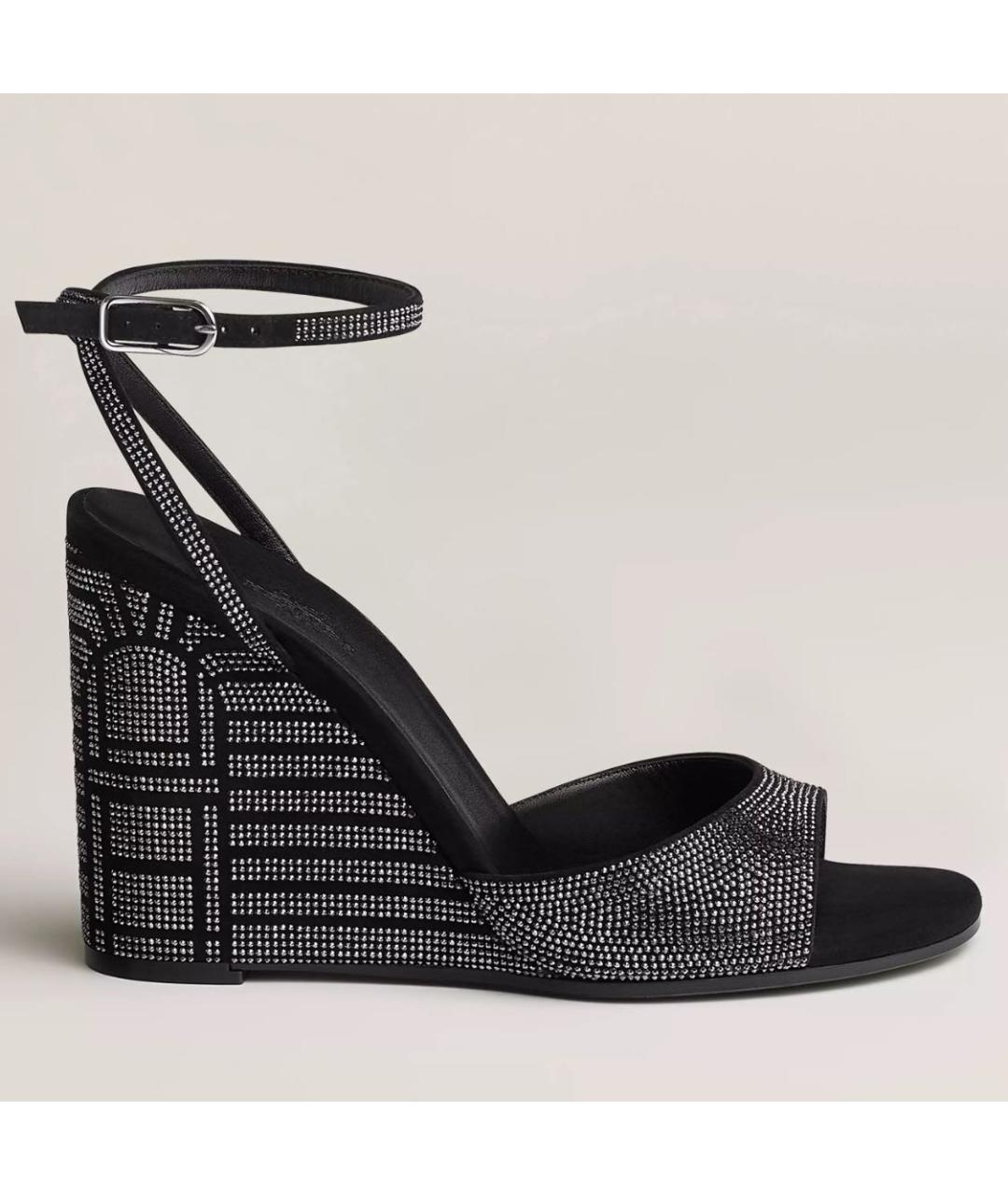 HERMES Черные кожаные босоножки, фото 5