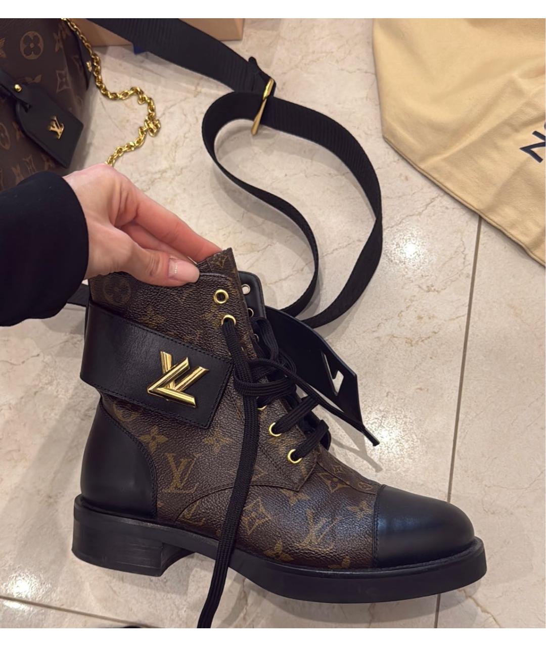 LOUIS VUITTON Коричневые кожаные ботинки, фото 4