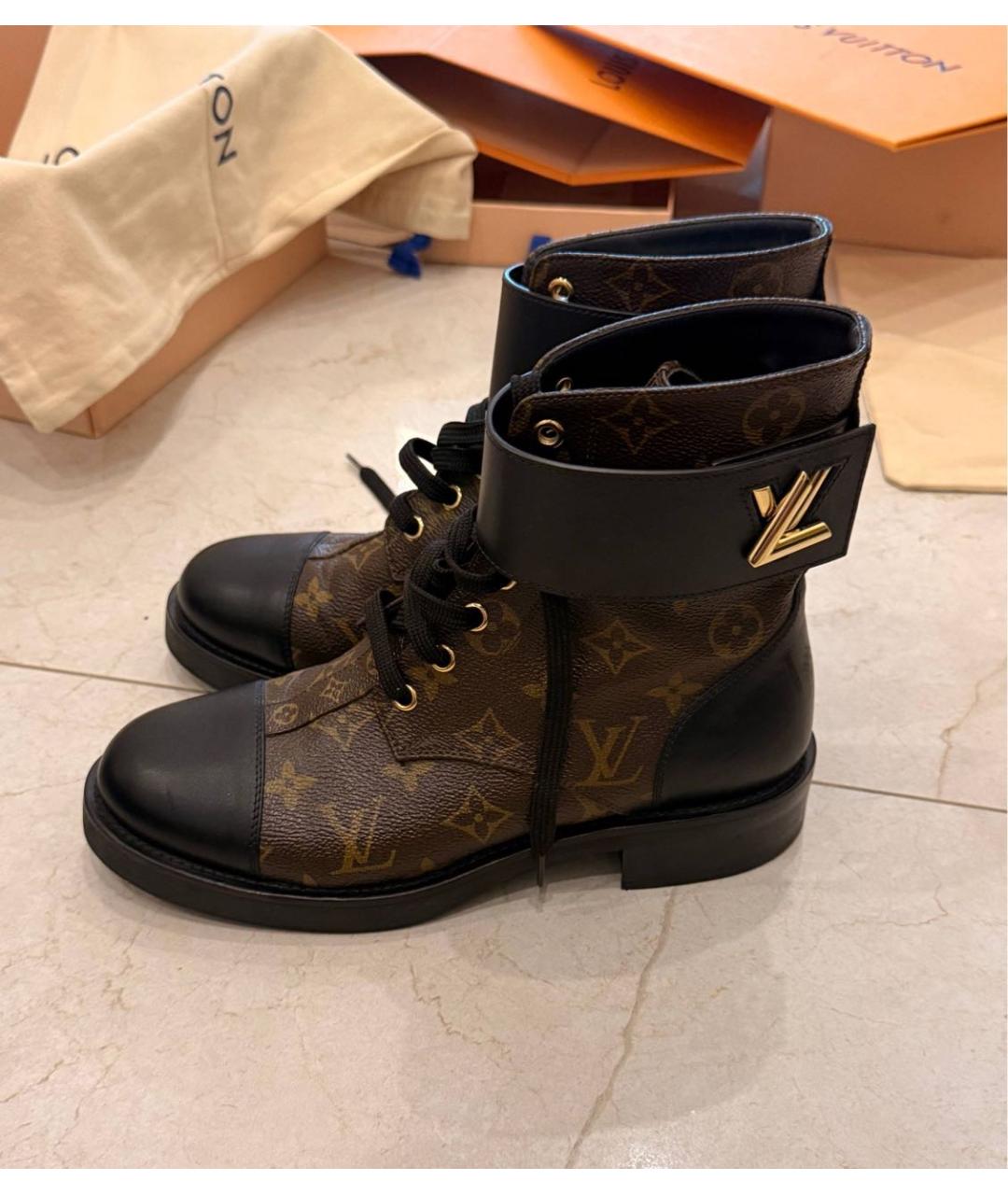 LOUIS VUITTON Коричневые кожаные ботинки, фото 8