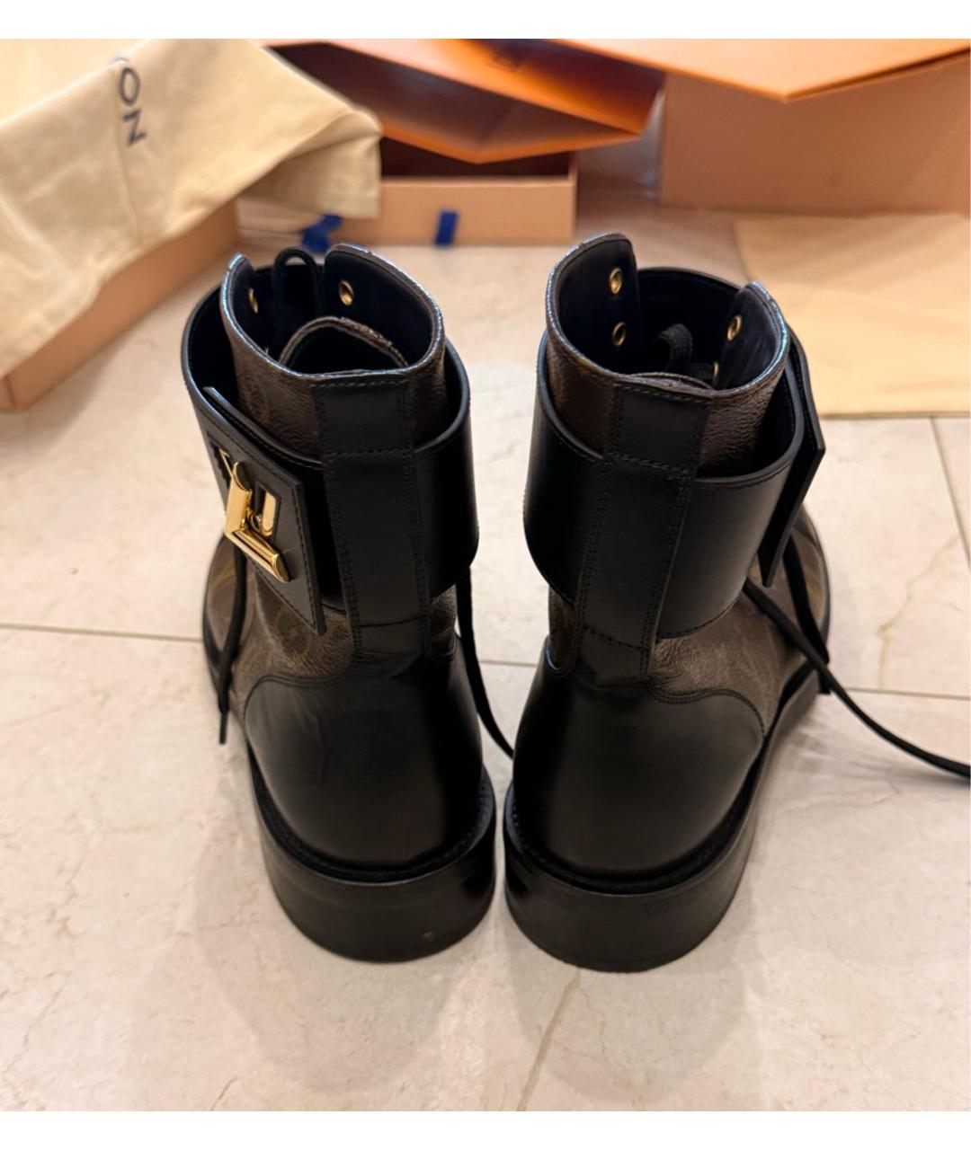 LOUIS VUITTON Коричневые кожаные ботинки, фото 3