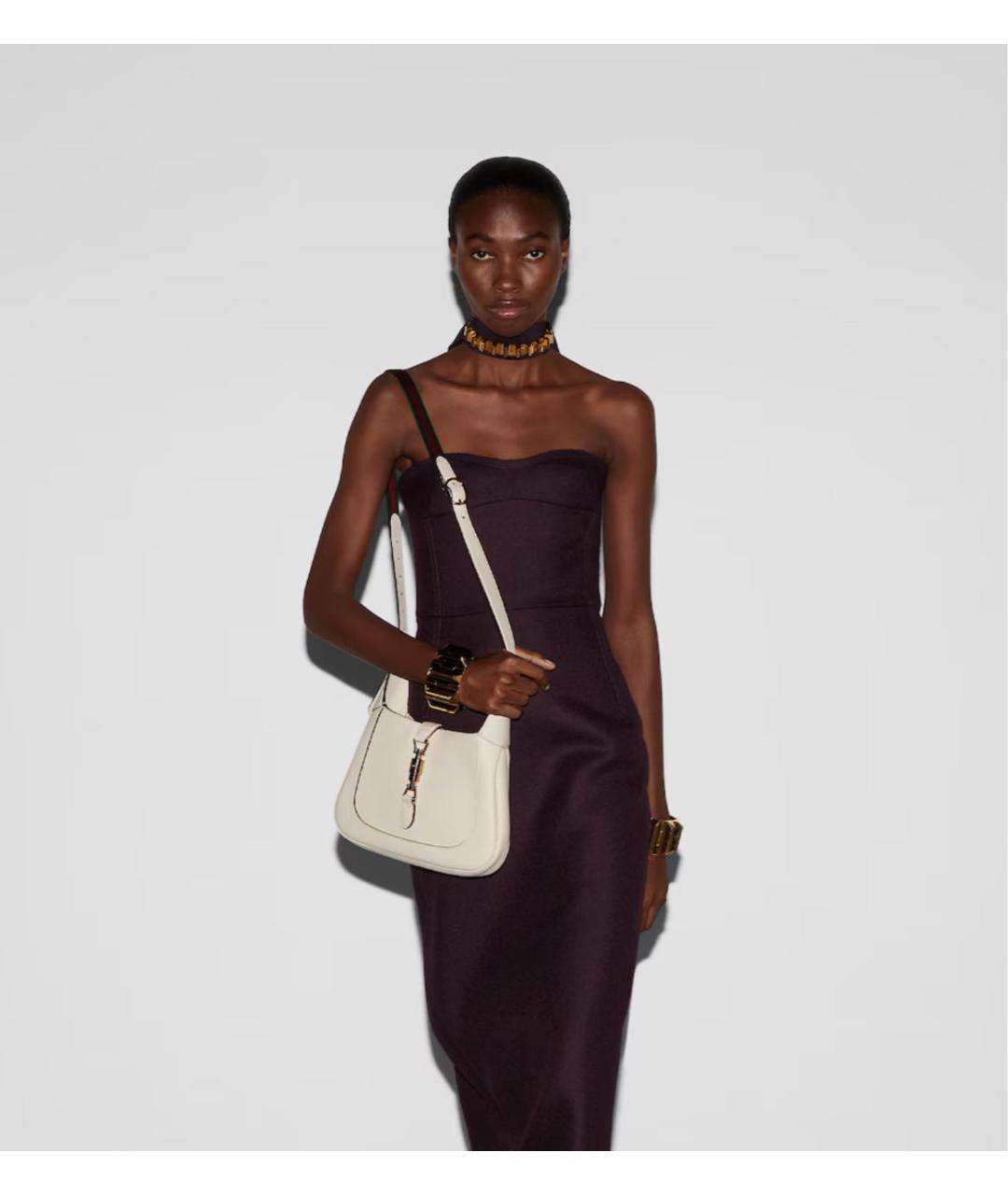 GUCCI Белая кожаная сумка с короткими ручками, фото 4
