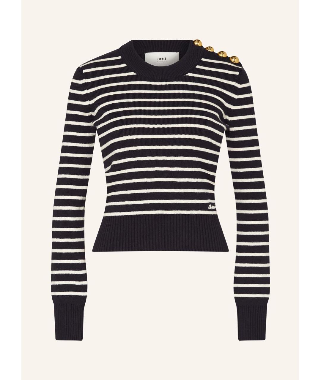 Ami Paris Темно-синий хлопковый джемпер / свитер, фото 2