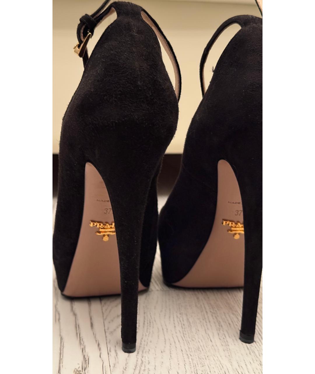 PRADA Черные замшевые туфли, фото 4