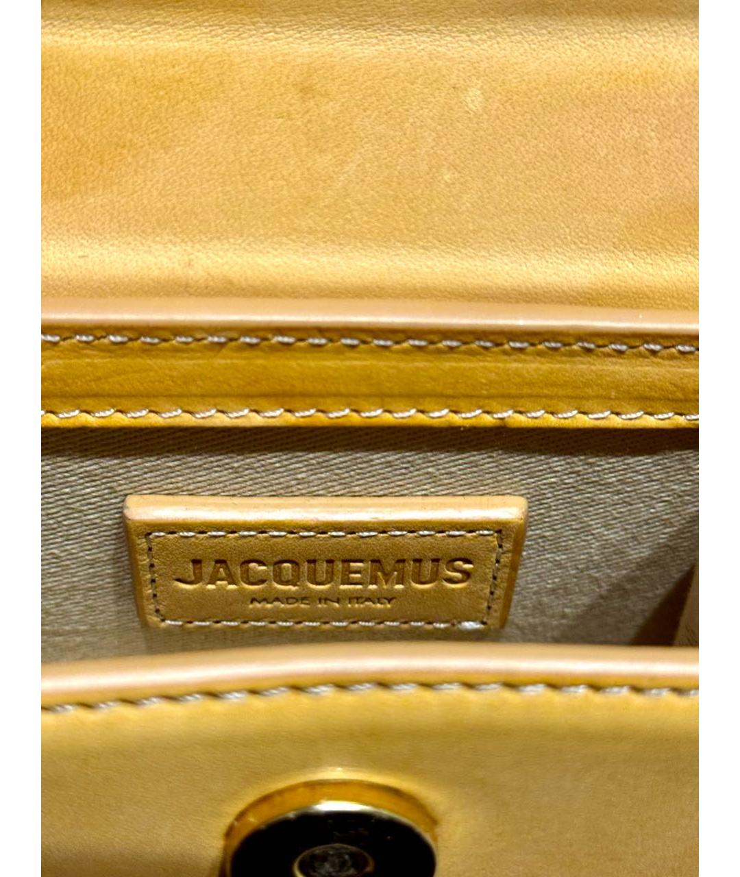 JACQUEMUS Желтая кожаная сумка с короткими ручками, фото 4