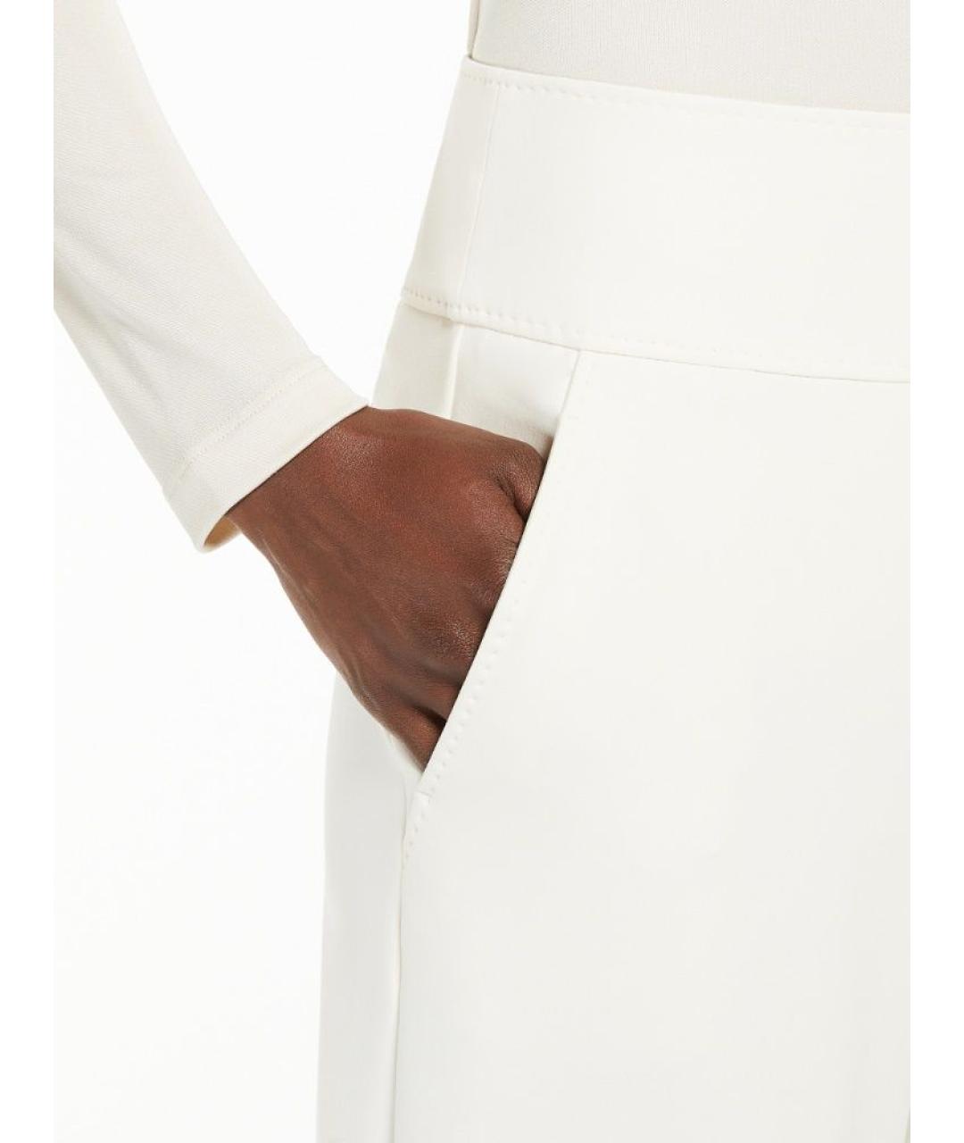 MAX MARA Белые полиамидовые брюки широкие, фото 4