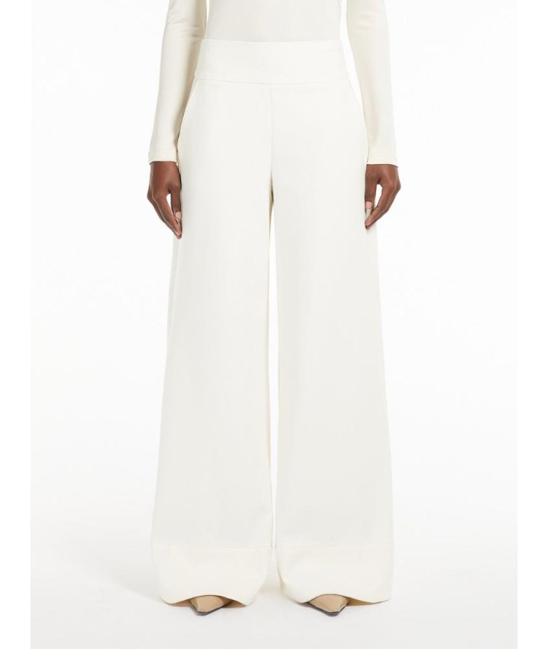 MAX MARA Белые полиамидовые брюки широкие, фото 2