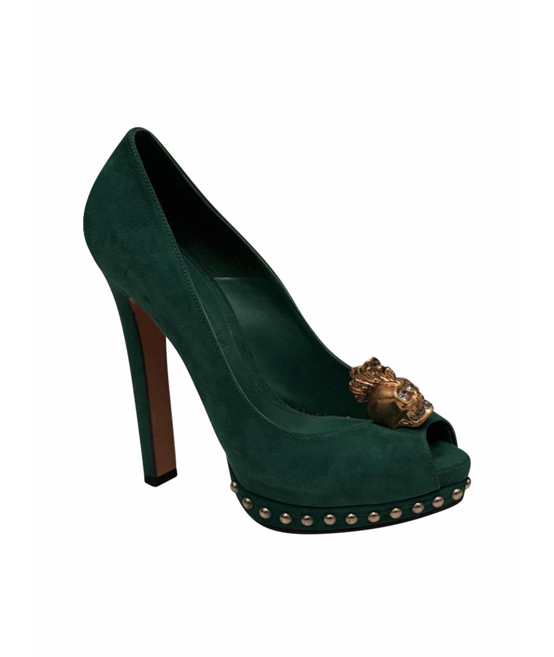 ALEXANDER MCQUEEN Зеленые замшевые туфли, фото 1