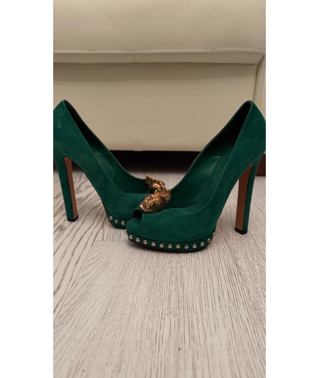 ALEXANDER MCQUEEN Зеленые замшевые туфли, фото 6