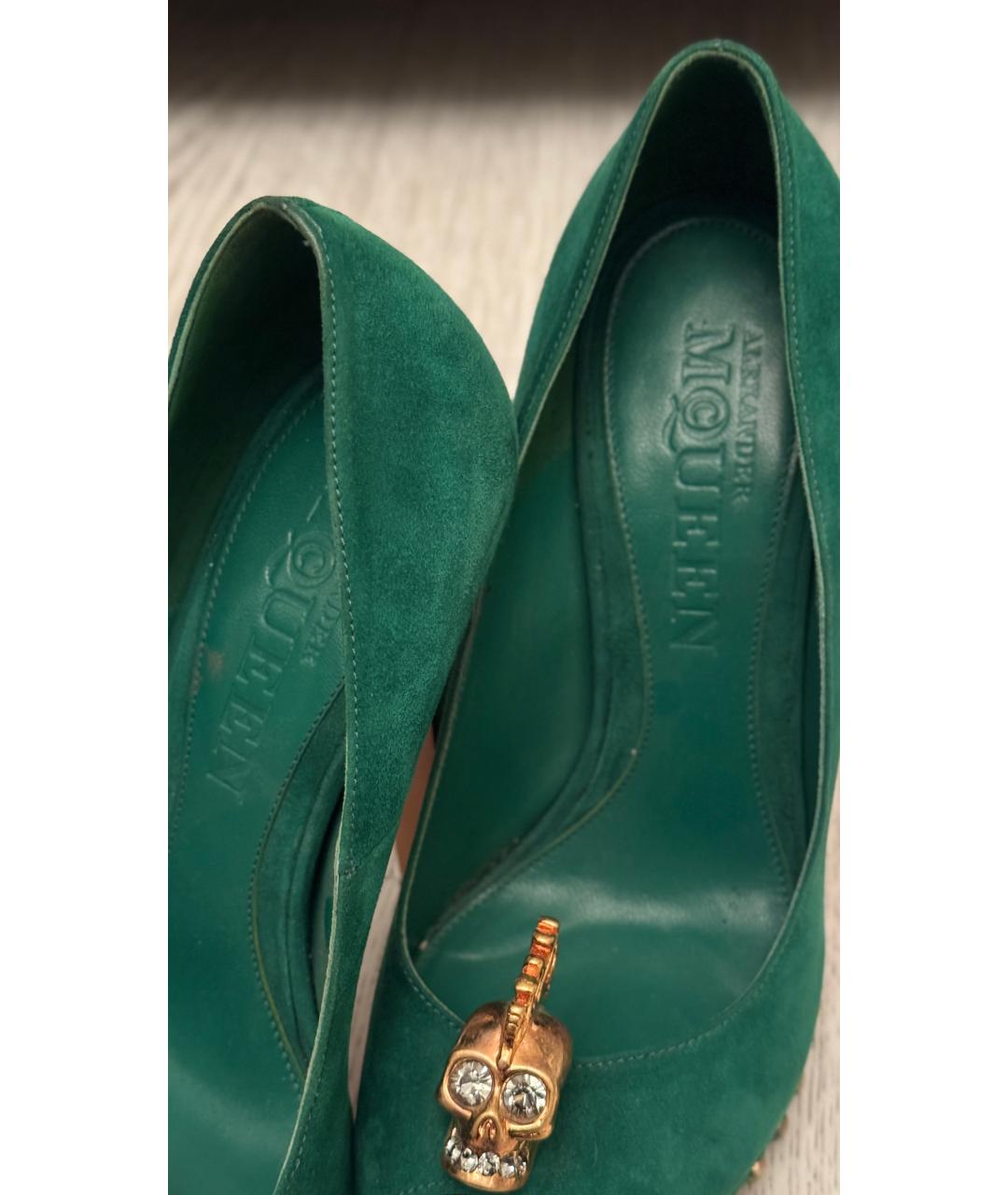 ALEXANDER MCQUEEN Зеленые замшевые туфли, фото 4