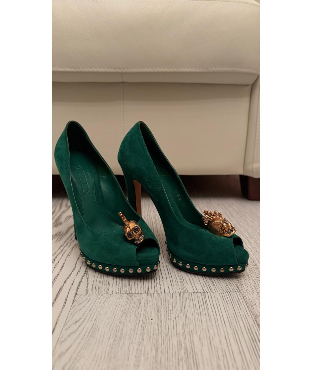 ALEXANDER MCQUEEN Зеленые замшевые туфли, фото 3