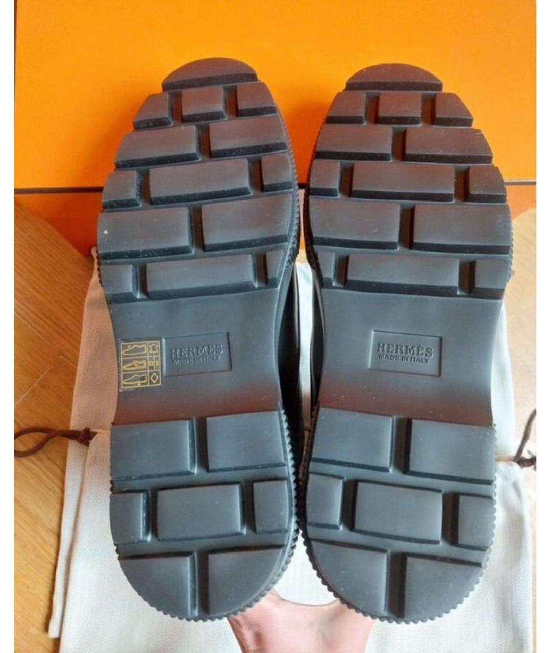 HERMES Черные кожаные ботинки, фото 6