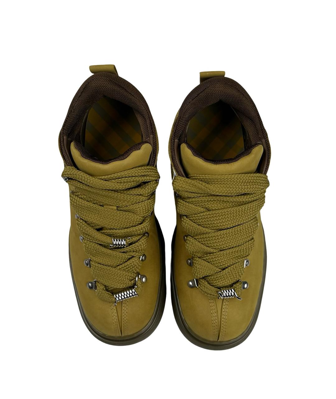 BURBERRY Бежевые кожаные низкие ботинки, фото 5