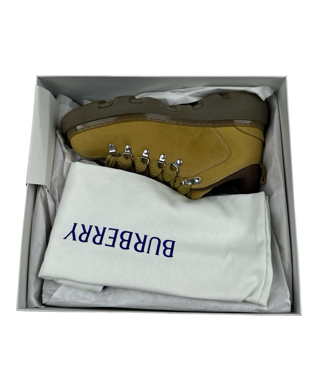 BURBERRY Бежевые кожаные низкие ботинки, фото 8