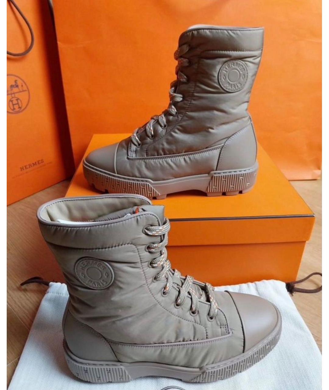 HERMES Бежевые ботинки, фото 7