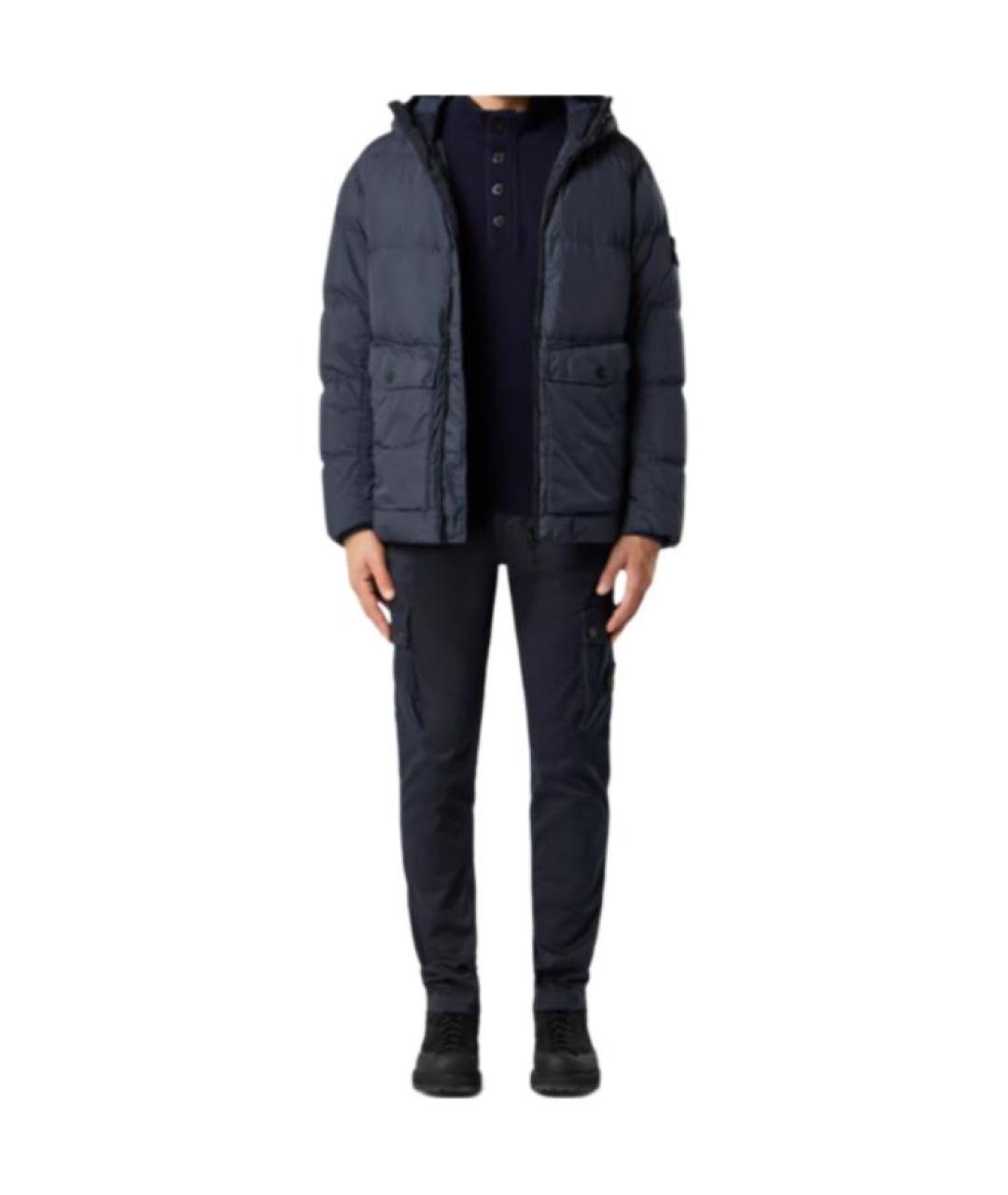 STONE ISLAND Темно-синий пуховик, фото 3