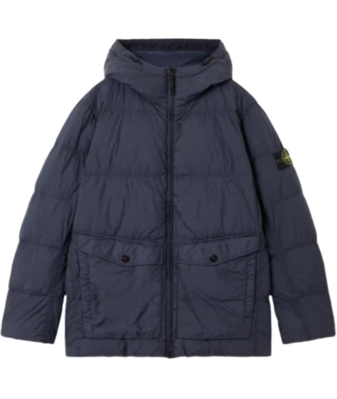 STONE ISLAND Темно-синий пуховик, фото 1