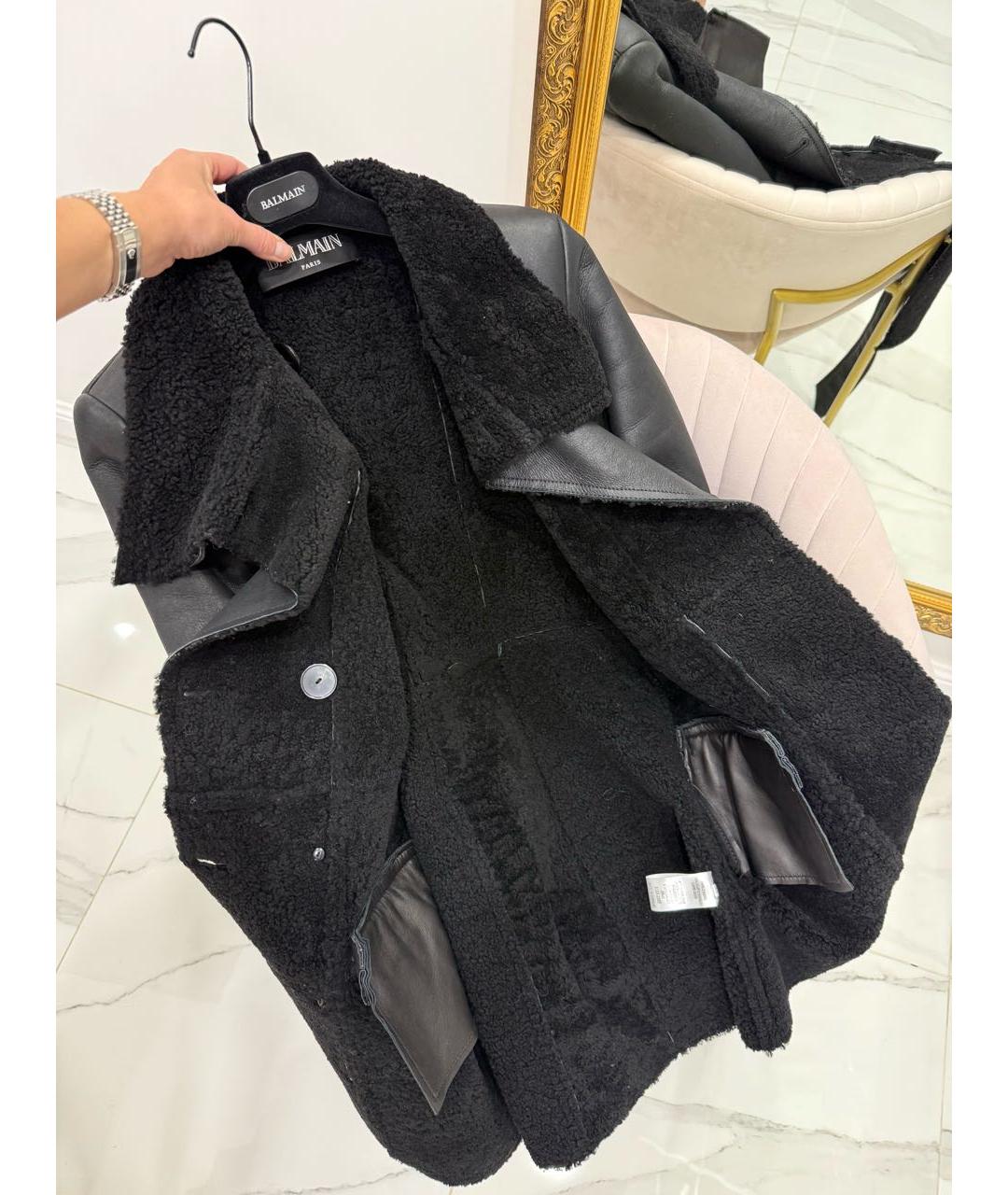 BALMAIN Черная кожаная дубленка, фото 3