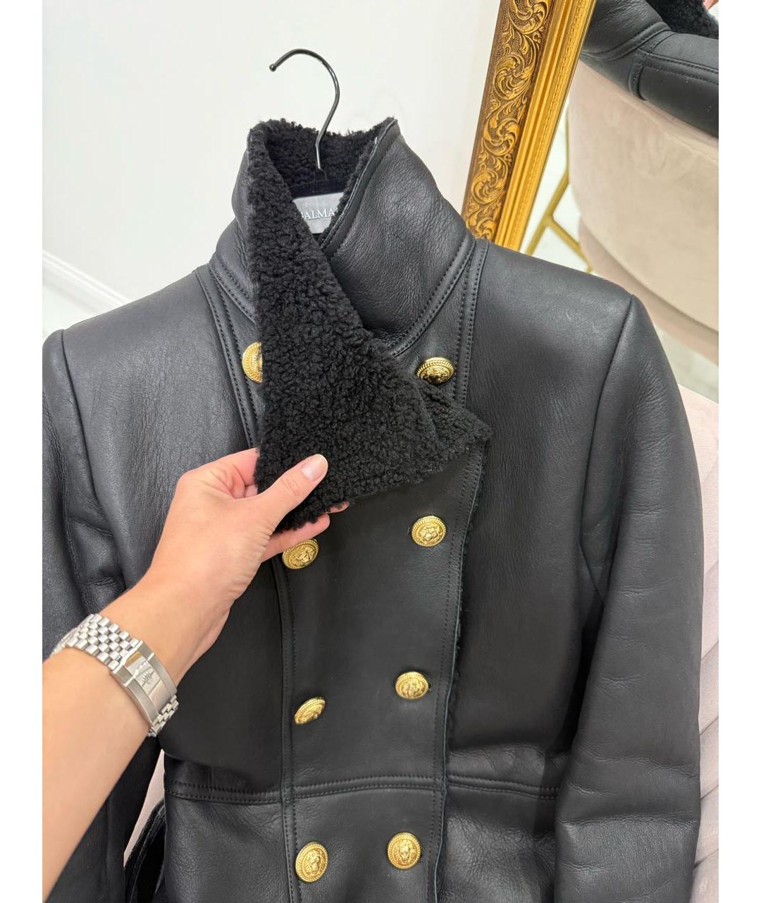 BALMAIN Черная кожаная дубленка, фото 4