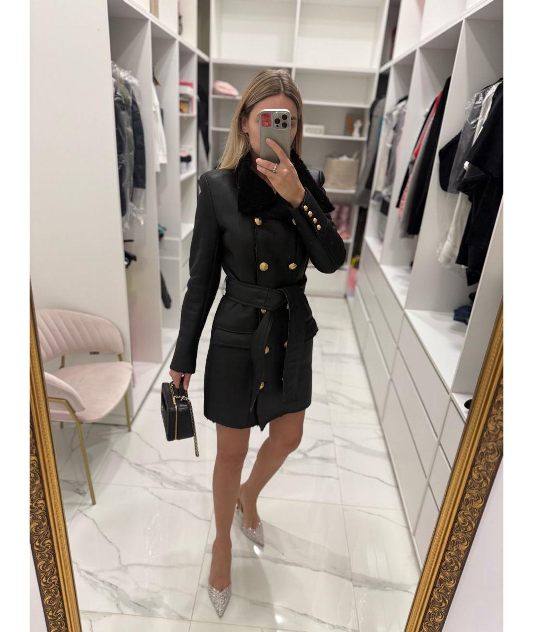 BALMAIN Черная кожаная дубленка, фото 8