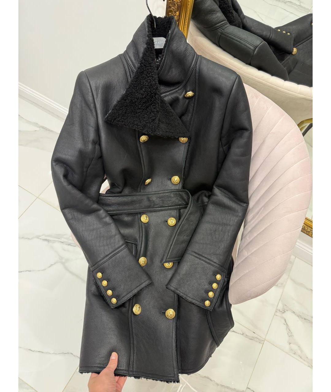 BALMAIN Черная кожаная дубленка, фото 2