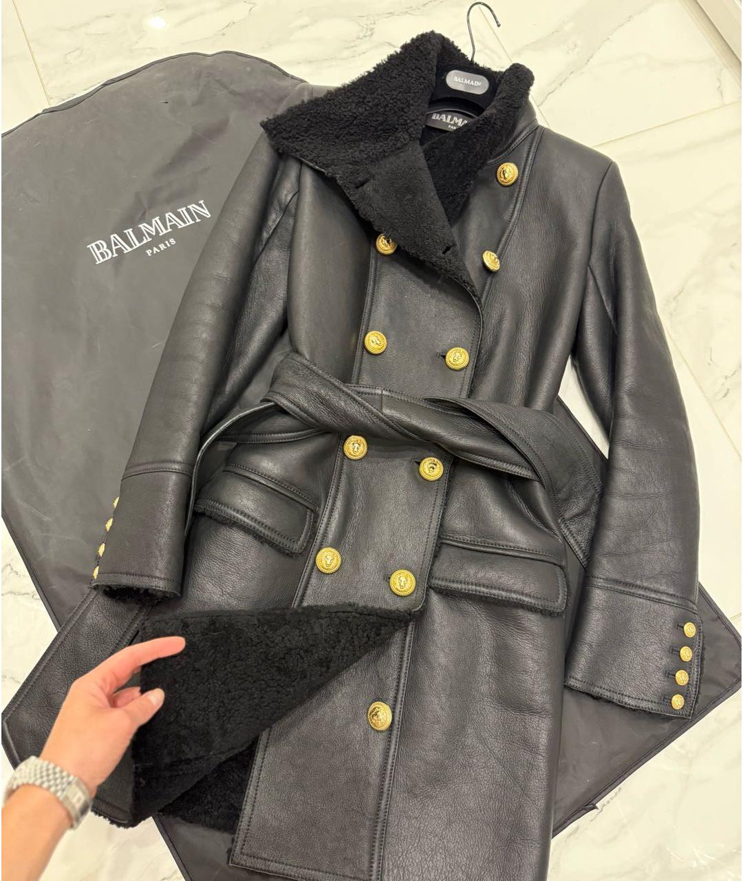 BALMAIN Черная кожаная дубленка, фото 6