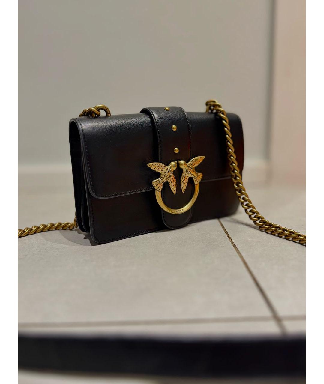 PINKO Черная кожаная сумка с короткими ручками, фото 2