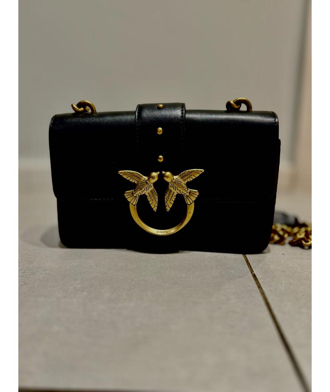 PINKO Черная кожаная сумка с короткими ручками, фото 7