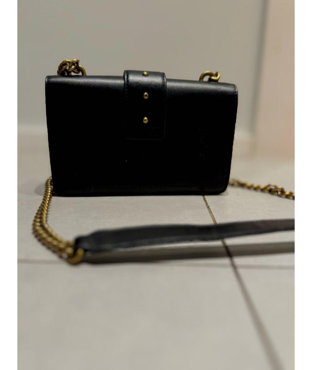 PINKO Черная кожаная сумка с короткими ручками, фото 3