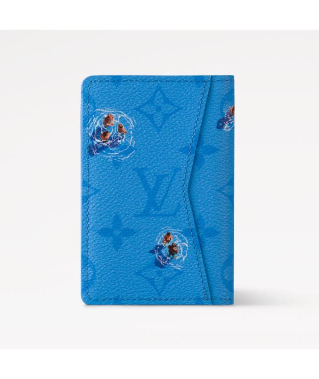 LOUIS VUITTON Голубой кожаный кошелек, фото 5