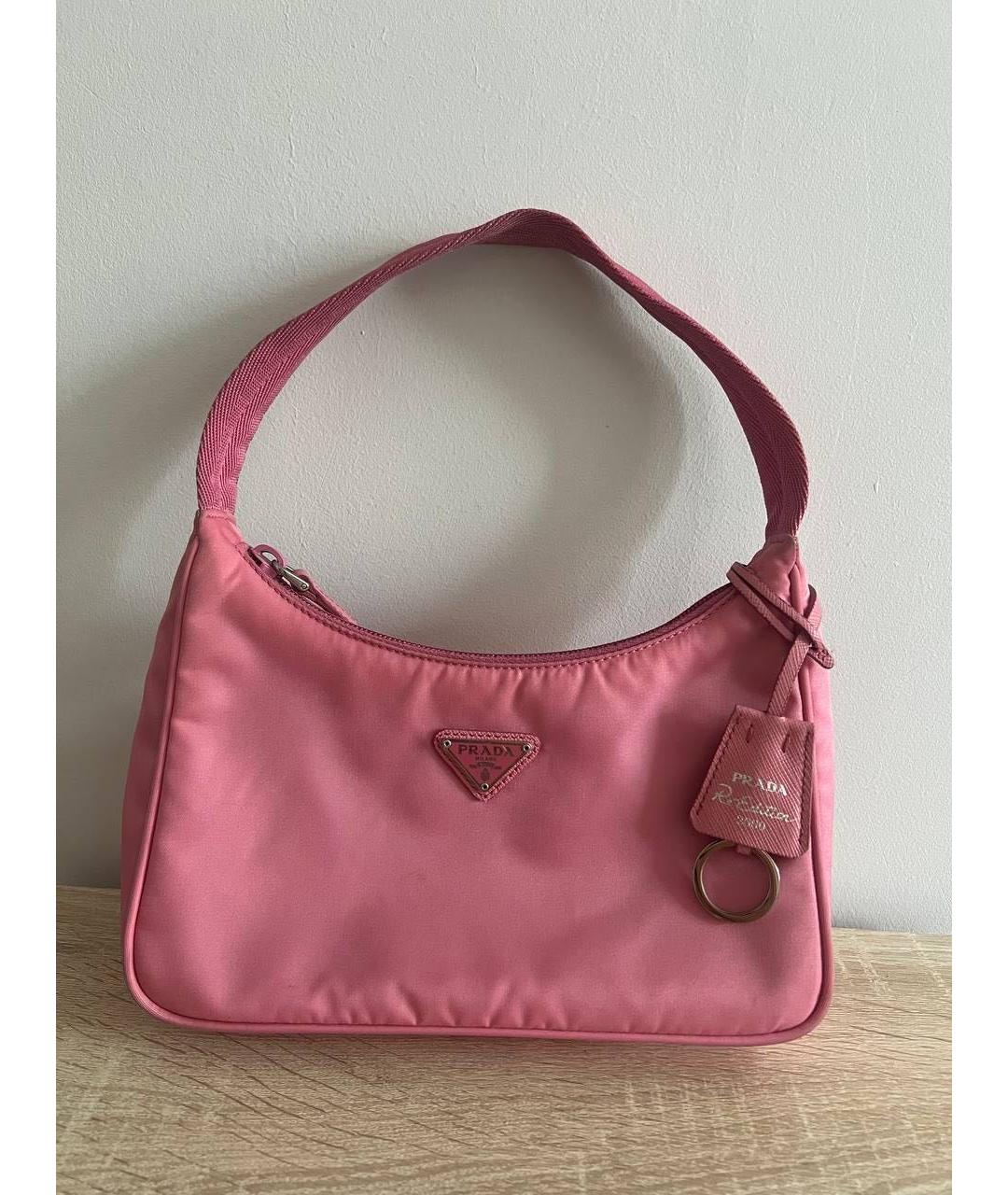 PRADA Розовая тканевая сумка с короткими ручками, фото 7