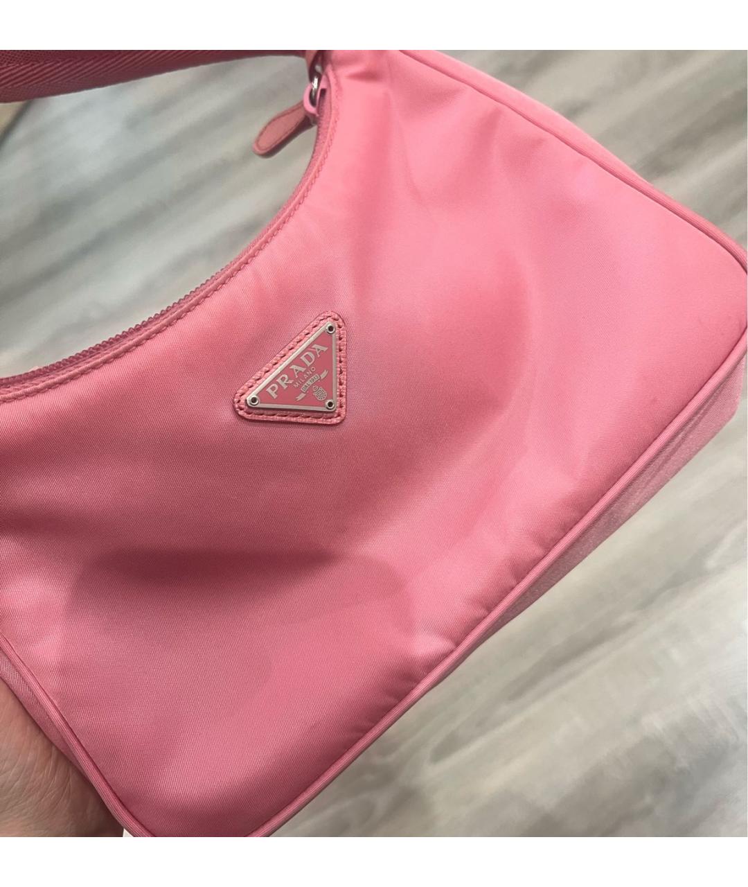 PRADA Розовая тканевая сумка с короткими ручками, фото 5