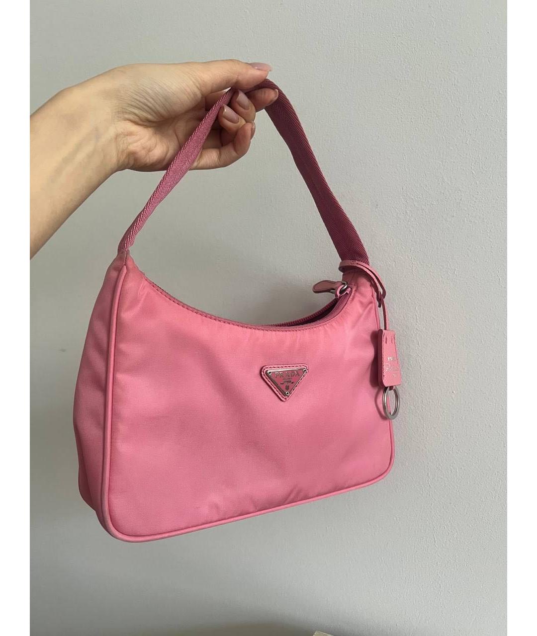 PRADA Розовая тканевая сумка с короткими ручками, фото 3