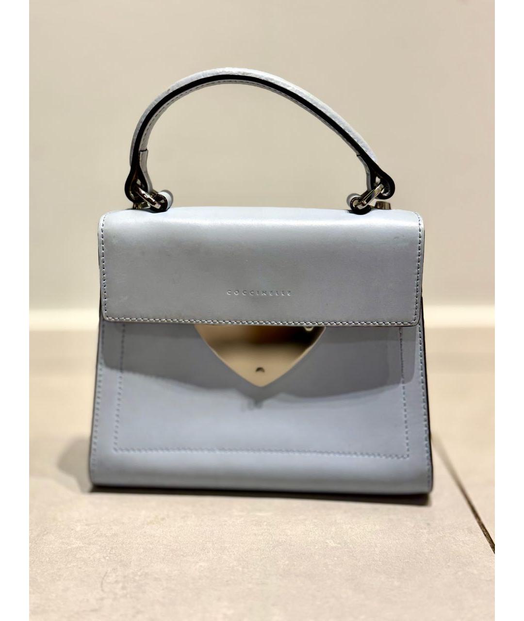 COCCINELLE Голубая кожаная сумка с короткими ручками, фото 6