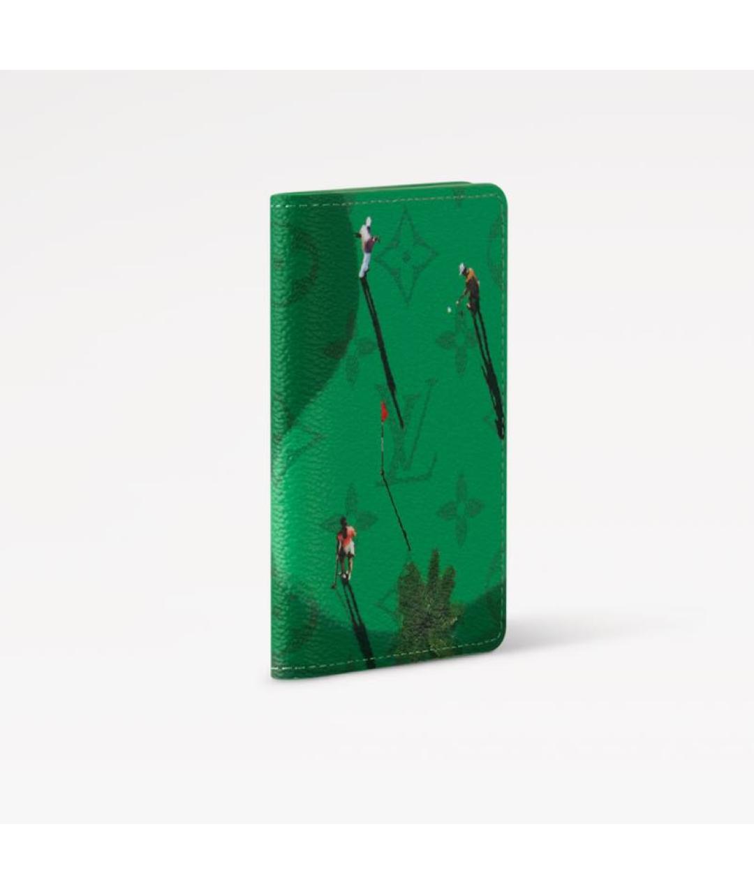 LOUIS VUITTON Зеленый кожаный кошелек, фото 2