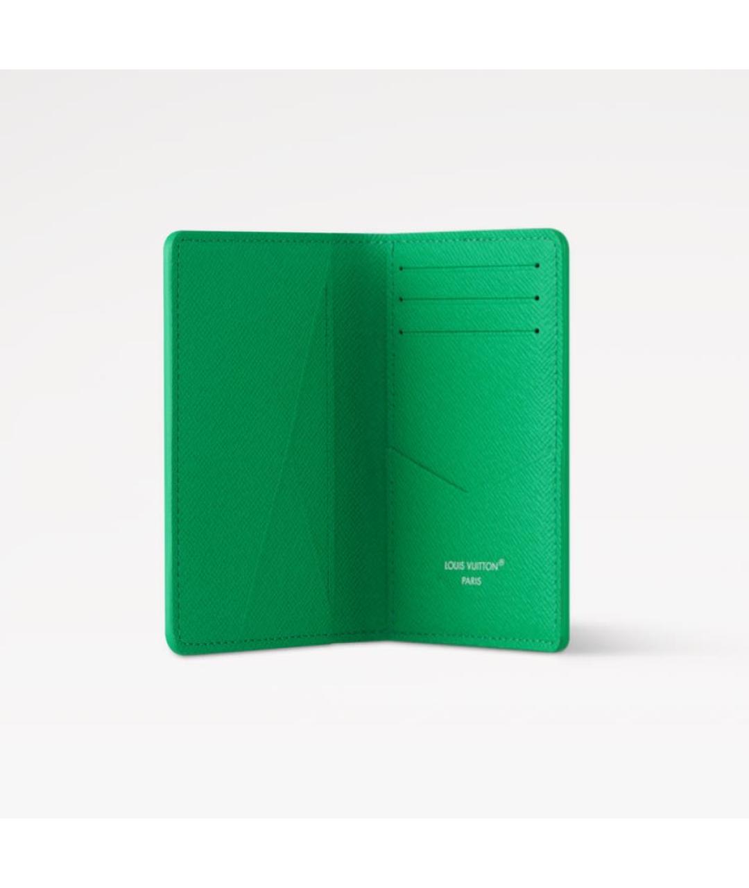 LOUIS VUITTON Зеленый кожаный кошелек, фото 3