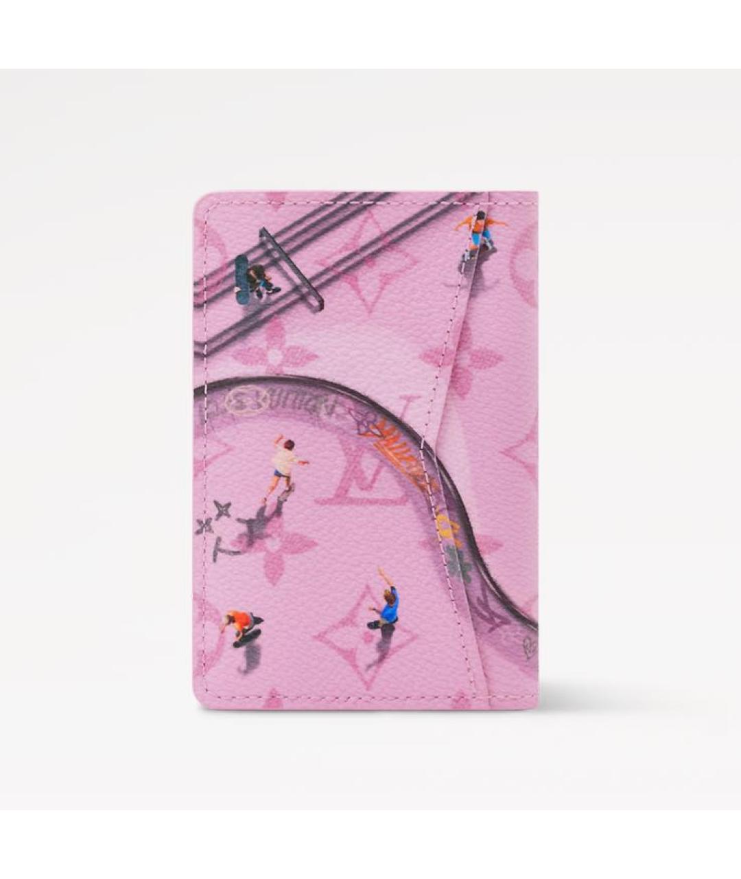 LOUIS VUITTON Розовый кожаный кошелек, фото 5