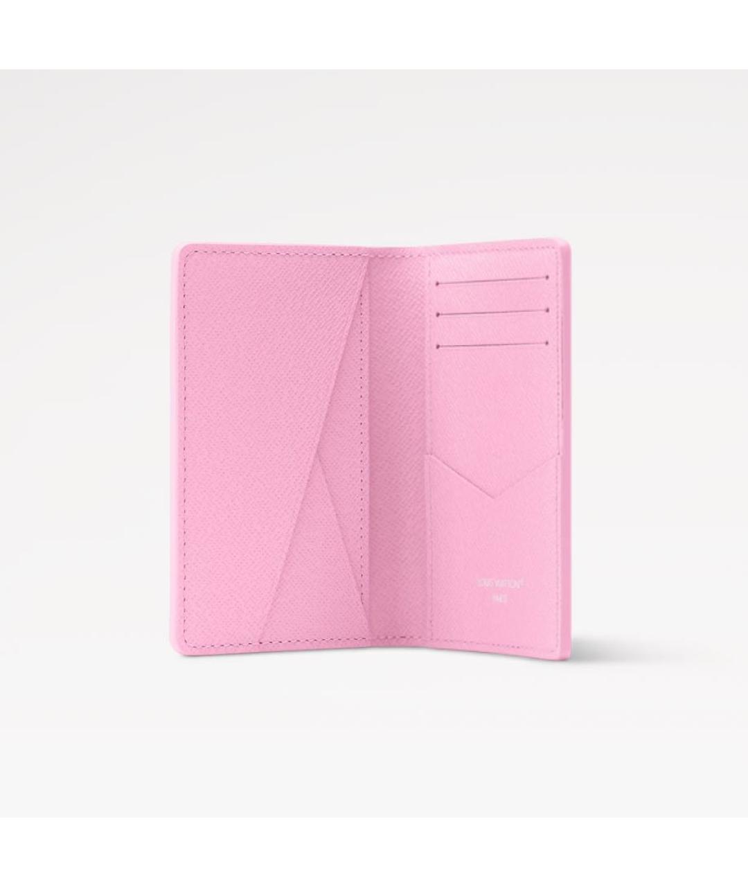 LOUIS VUITTON Розовый кожаный кошелек, фото 3
